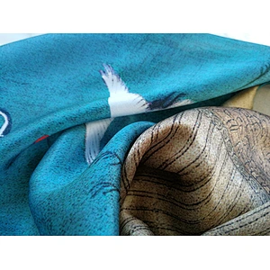 Ancient Calligraphy Painting Style Silk Scarf For Ladies Lightweight Square Silk Head Scarf