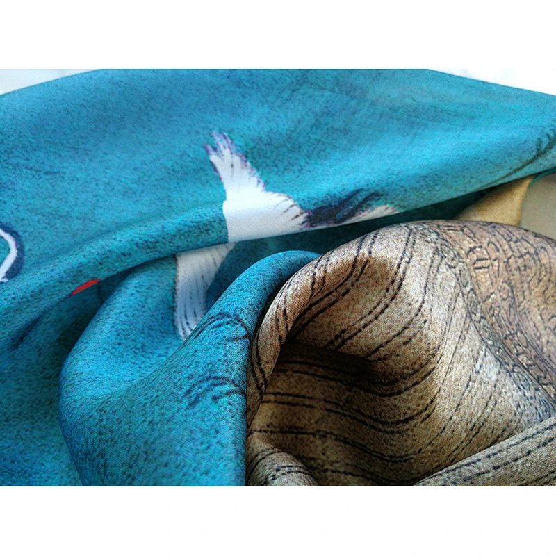 Ancient Calligraphy Painting Style Silk Scarf For Ladies Lightweight Square Silk Head Scarf