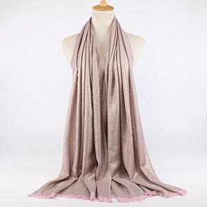 Double-sided gold silk braided wild warm female long cotton shawl tassel scarf