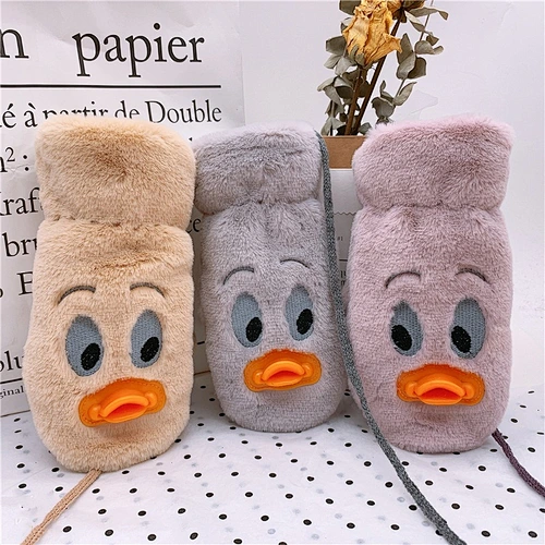 trendy cute children's winter gloves plus velvet thickening cute little duck children's gloves winter outdoor sports gloves