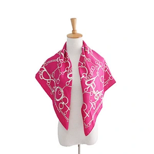 Fashion Brand Ladies Chain Printing European American Silk Scarf Large Square Scarf Dual-Use Scarf Shawl