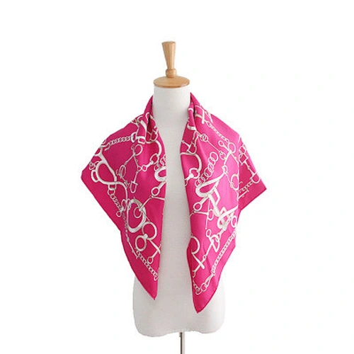 Fashion Brand Ladies Chain Printing European American Silk Scarf Large Square Scarf Dual-Use Scarf Shawl