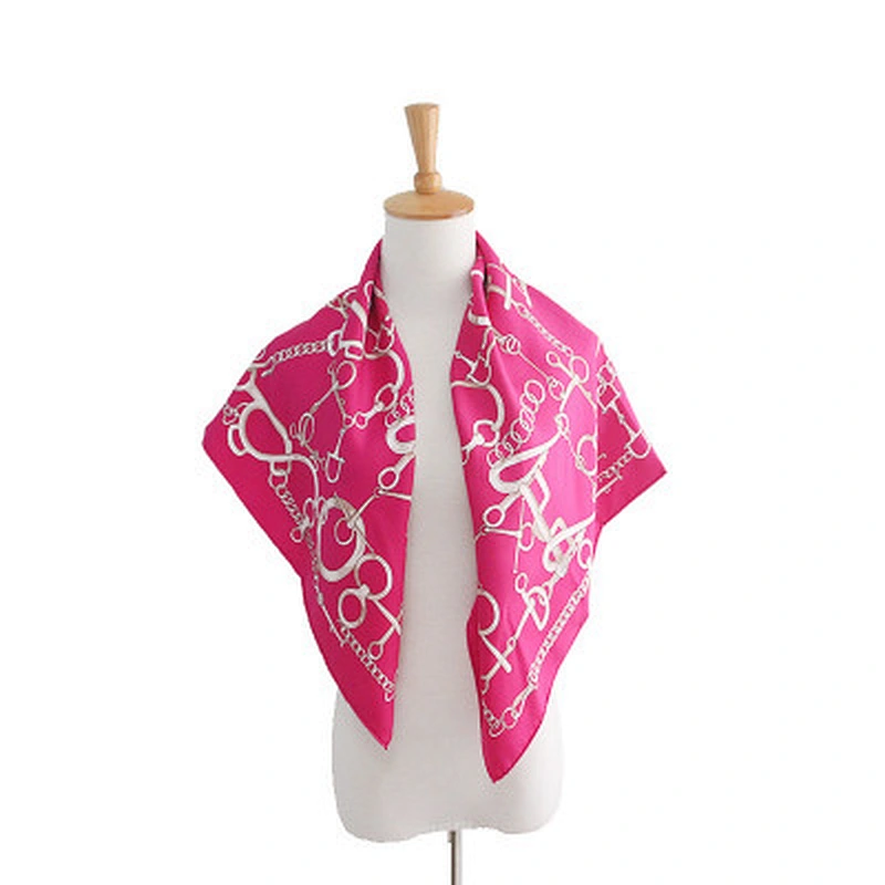Fashion Brand Ladies Chain Printing European American Silk Scarf Large Square Scarf Dual-Use Scarf Shawl