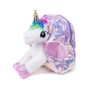 Plush unicorn cartoon kindergarten school bag cute children small backpack girl backpack