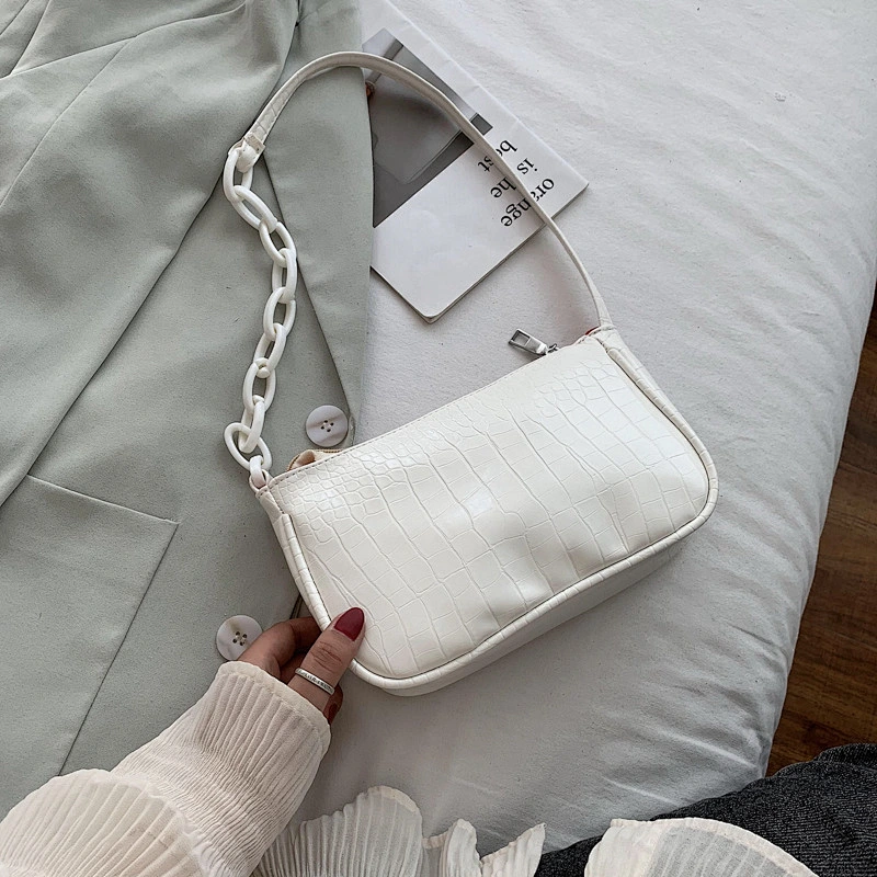 Candy Color Chain Design Small PU Leather Shoulder Bags For Women 2020 Crocodile Pattern Handbags Female Hand Bag