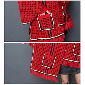 Autumn Winter New Style Shawl Scarf Embroidered Female Thick Mink Fleece With Sleeves Tassel Cheongsam Jacket Cloak