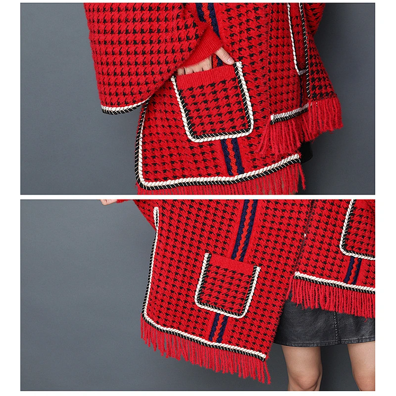 Autumn Winter New Style Shawl Scarf Embroidered Female Thick Mink Fleece With Sleeves Tassel Cheongsam Jacket Cloak