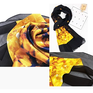 Luxury Elegant Autumn Winter Ladies 100% Silk Scarf Long Silk Scarves Shawl For Women