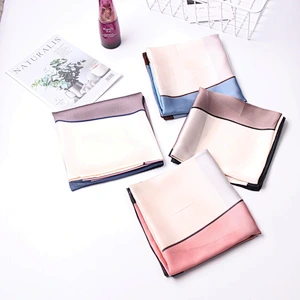 New Silk Color Matching Small Square Silk Scarf Female Chic Style Simple Splicing Small Scarf 70 Wild Scarf