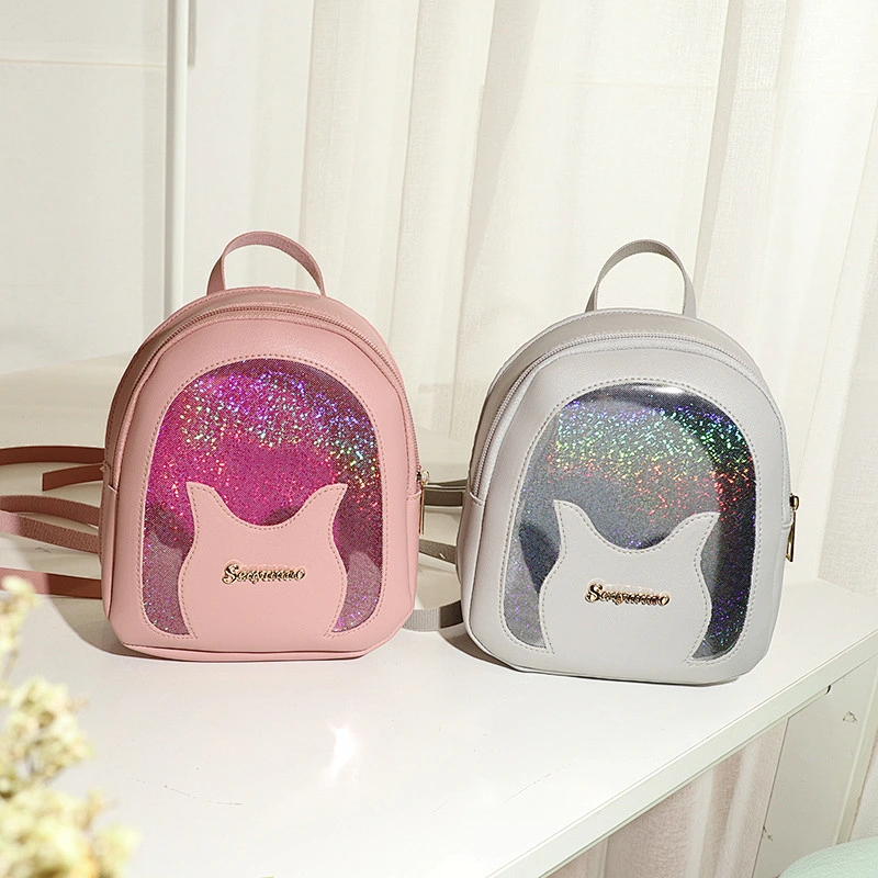 New Style Minimalist Transparent Jelly Color PVC Double Shoulder Backpack Mini Waterproof Portable Girls Backpack