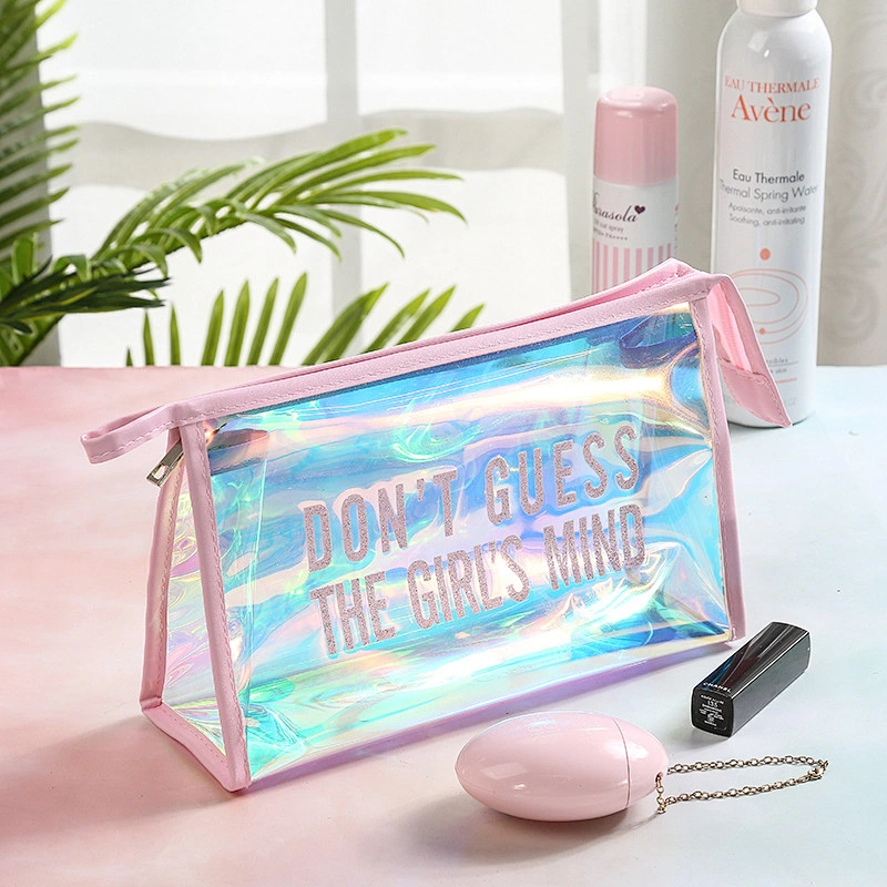 Waterproof Clear Transparent TPU Glitter Cosmetic Pouch Holographic Makeup Bag