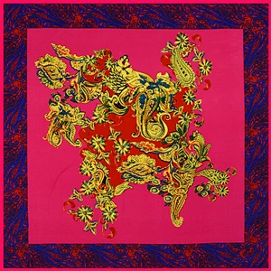 Floral female twill silk shawl scarf printed dual-purpose large square sunscreen scarf