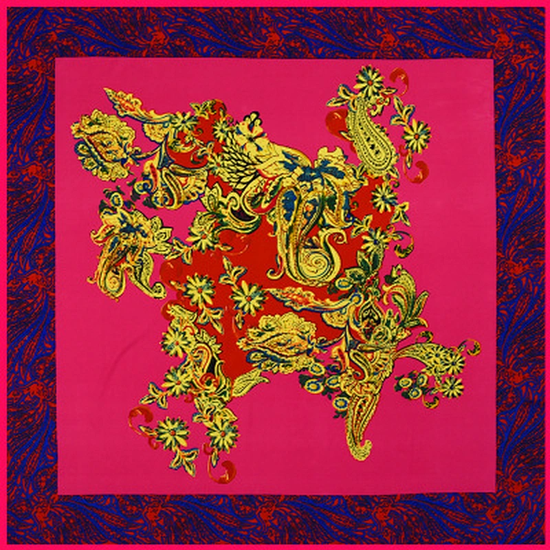 Floral female twill silk shawl scarf printed dual-purpose large square sunscreen scarf