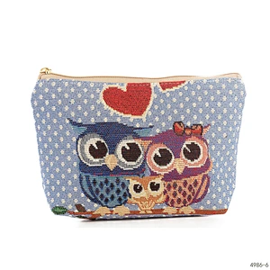 9 Styles Owl Printed Beauty Girls Mini Cosmetic Bag Female Small Wash Bag Cotton Travel Women Makeup Bag
