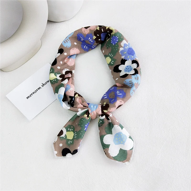New Cotton And Linen Small Square Scarf Women Spring Autumn Fashion Wild Korean Turban Work Hip-Hop Scarf