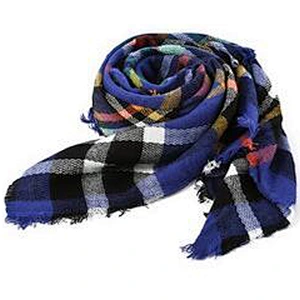 Plaid Scarf Female Tassels Warm Striped Shawl European American Popular Square Scarf