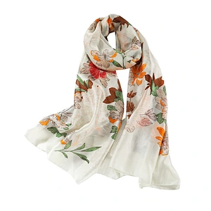 New simulation silk printing summer air conditioning shawl seaside sunscreen beach towel oversized gauze decorative scarf