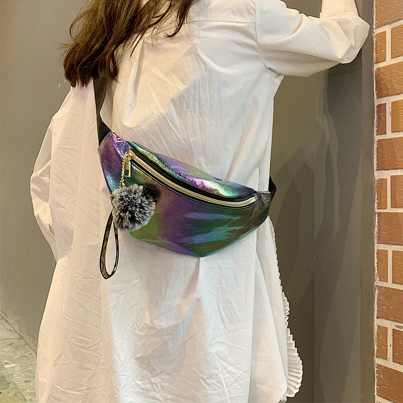 Promotional Cheap Latest PU Laser Shoulder Stylish Fanny Pack Waist Bag For Ladies