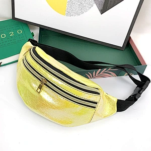 Holiday Bag Holographic PU Ladies Chest Bag Women Waist Bag Laser Fanny Pack Running Zip Belt Money Pouch Travel