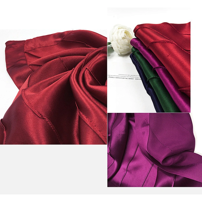 Luxury Long Plain Hijab Head Silk Scarves Custom Twill Ladies Satin Pure Color Silk Scarf Women