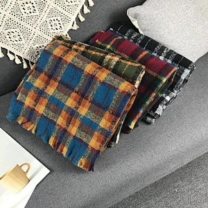 British Style Retro Plaid Cashmere Scarf Women's Winter Warmth All-Match Soft Dual-Use Scarf Manufacturers Wholesale
