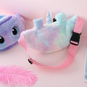 2020 Fashion Children Plush Unicorn Waist Bag Unicorn Crossbody Cute Rainbow Pink Kids Fanny Pack