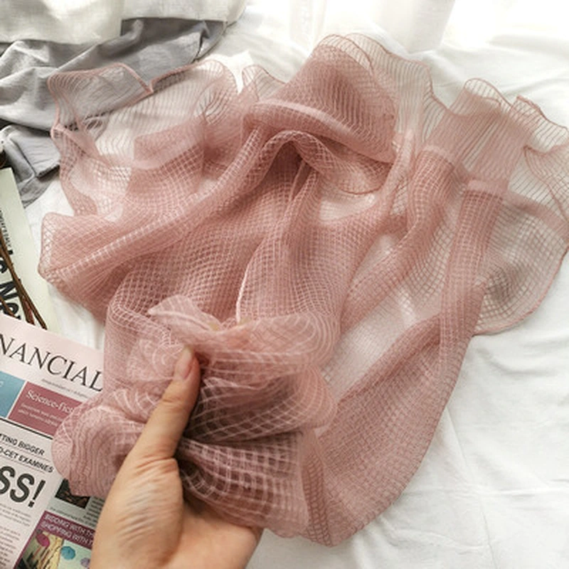 Solid color plaid islamic scarf hijab women ladies muslim silk scarf hijab