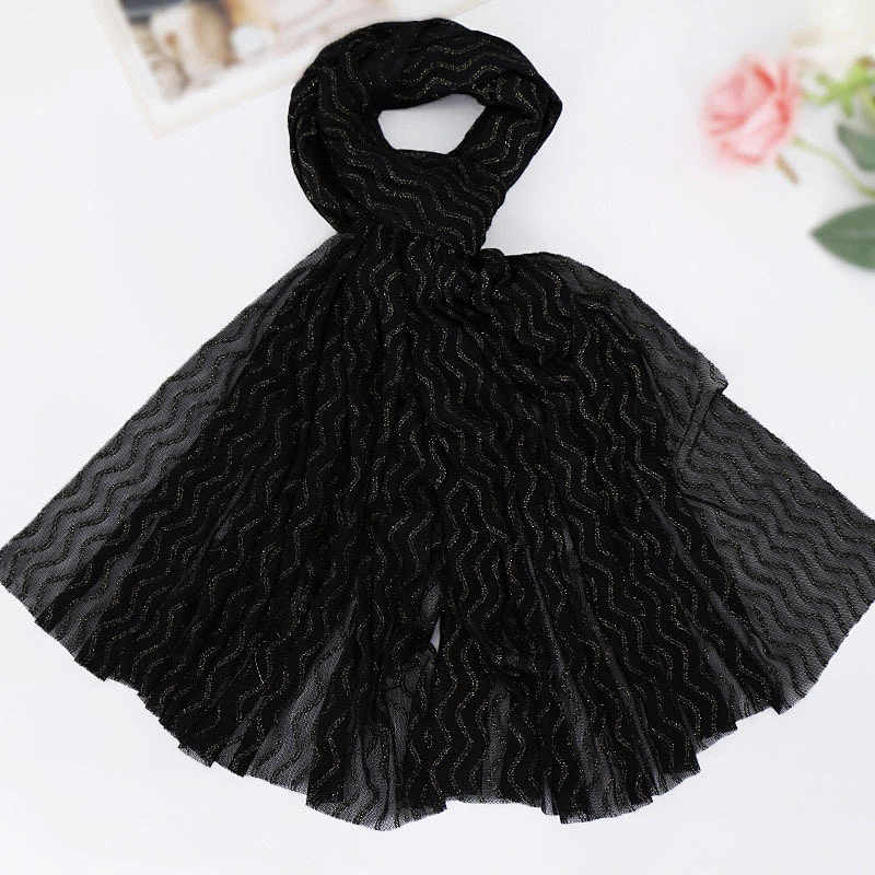 Candy Color Polyester Scarf Muslim Hijab Solid Crinkle Headband Shawls Wrap Lady Head Kerchief Winter Pashmina Scarves