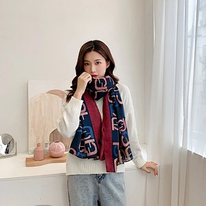 Stock Wholesale Summer New Cotton And Linen Letter Printing Sunscreen Scarf Female Messy Linen Shawl