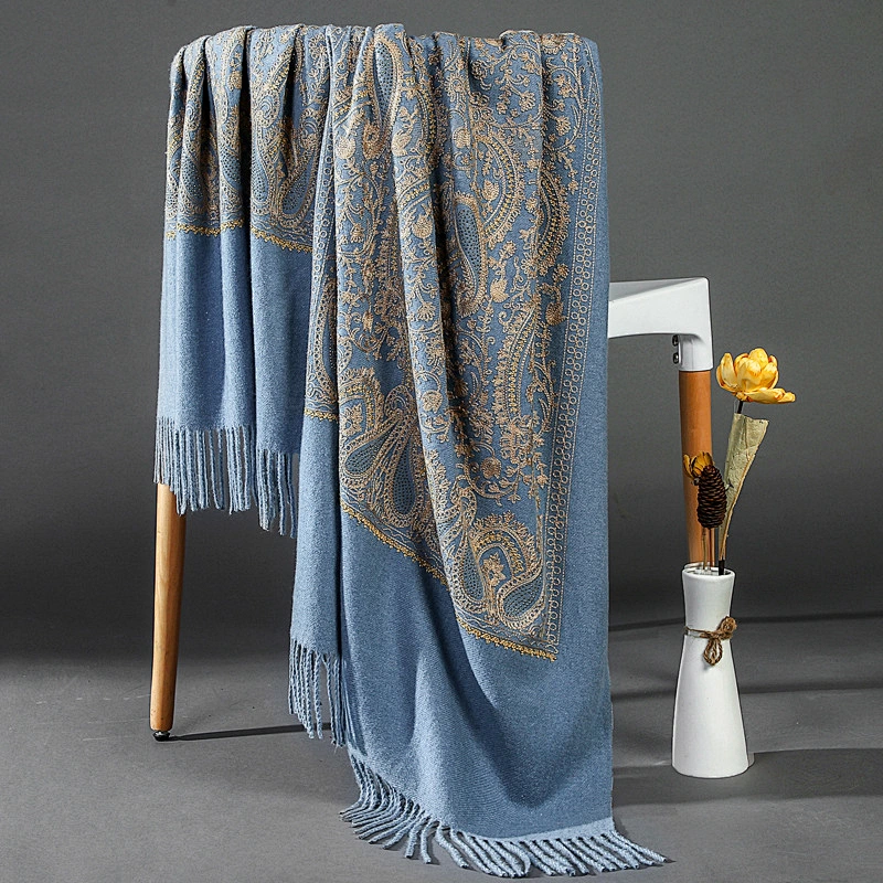 Fashion cashmere embroidery scarf all-match female autumn winter warmth tassel shawl