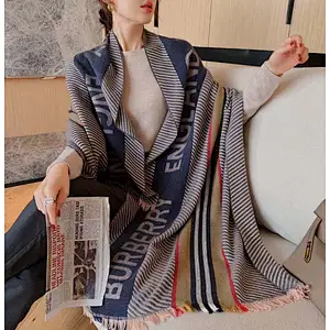 Brand Scarf Double-Sided Letter Tassel Scarf European American Style Winter Warmth Long Shawl Dual-Use Scarf