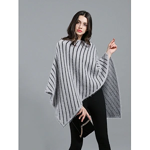 Wholesale Winter Scarf Striped Lady Travel Shawl Cashmere Ethnic Thick Cloak