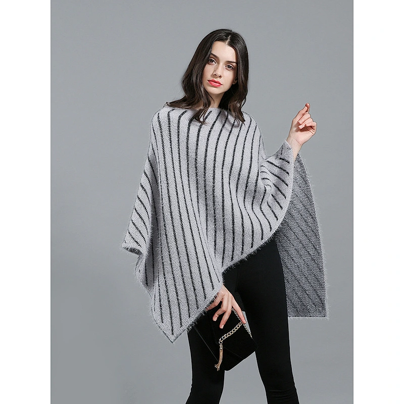 Wholesale Winter Scarf Striped Lady Travel Shawl Cashmere Ethnic Thick Cloak