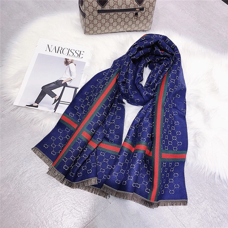 2020 New Cashmere Scarf Female Autumn Winter Letter CC Warm Dual-Use Long Shawl