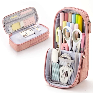 Korean Version Folding Pencil Case Female School Students Large Capacity Girl Creative Double Layer Stationery Box