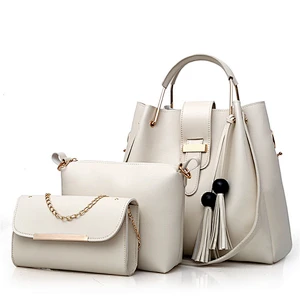 2020 New Fashion 3 Pcs Bucket Ladies Bags Pu Leather Handbag Set
