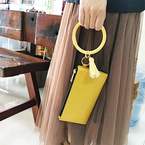 Beautiful Bracelet Hand Bag Women'S Fashion Clutch Bags PU Leather Bangle Purse Bags Keychain Wallets For Women