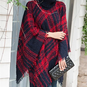 2020 New Wholesale Ladies Cape Shawl Autumn Winter Dual-Use Thick Plaid Scarf
