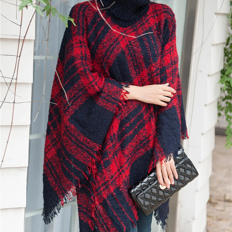 2020 New Wholesale Ladies Cape Shawl Autumn Winter Dual-Use Thick Plaid Scarf