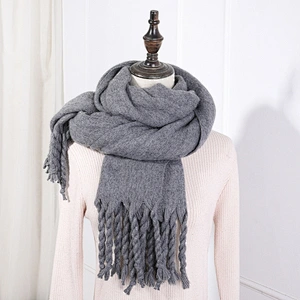 Handmade Solid Color Winter Warm Scarf Brand Pashmina Shawls Soft Female Tassel Cashmere Women Scarf