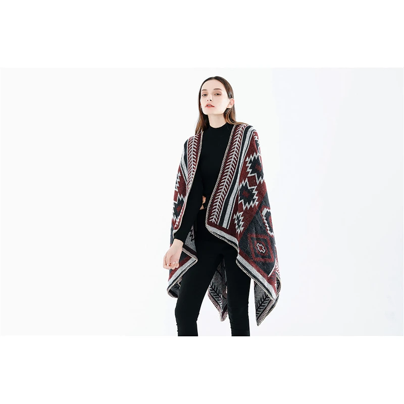 2020 Factory Direct Thick European American Style Cross Diamond Geometric Pattern Cashmere Big Shawl