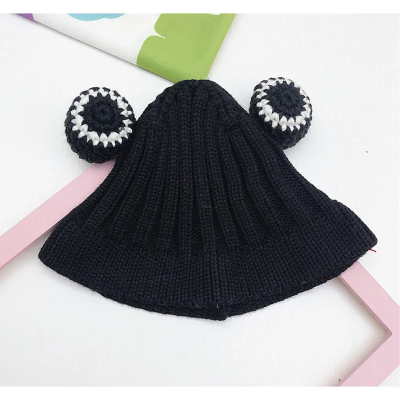 2020 Solid Color Cartoon Frog Knitted Hat Winter Warm Hat Acrylic Cap Beanie Hat For Kid Boy And Girl