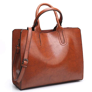 Oil Wax Leather Luxury Handbag Designer Lady Vintage Leather Handbag