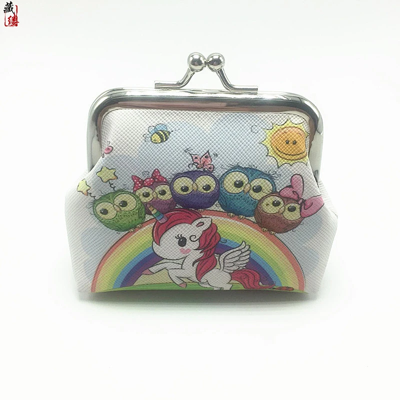New unicorn cartoon small coin purse children's creative short wallet printing mini coin bag