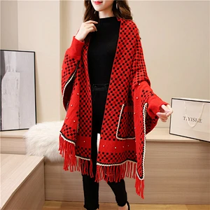 2020 New Style Mink Wool Cape Cloak Women Coat Autumn Winter Outdoor Fashion Western Cardigan Shawl With Sleeve