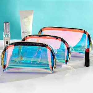 Transparent Bag Custom Personalized Waterproof Glitter Zipper Pouch Holographic Bag Cosmetic Bag