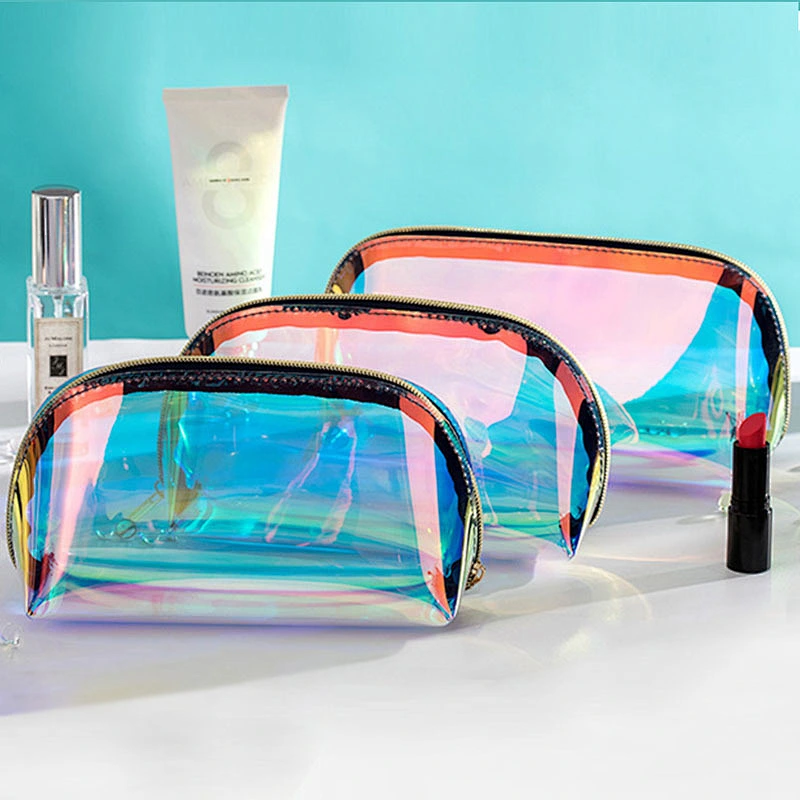 Transparent Bag Custom Personalized Waterproof Glitter Zipper Pouch Holographic Bag Cosmetic Bag