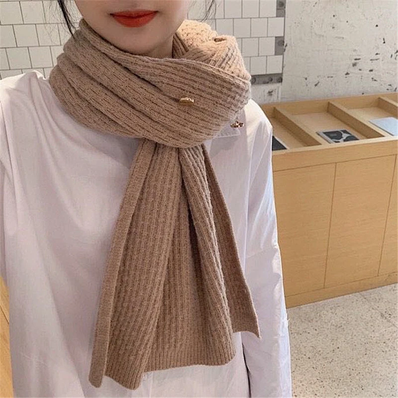 New Knitted Shawl Women's Multi-Purpose Versatile Scarf Cashmere Dual-Use Metal Buckle Wool Cloak Scarf Winter