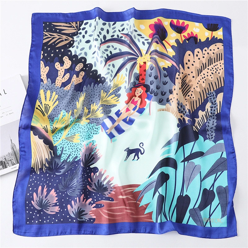 Printed scarf female spring and summer thin section decorative scarf fashion wild small square scarf autumn and winter warm prof