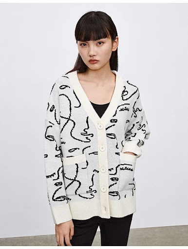 MERRY Women's pattern sweater coat